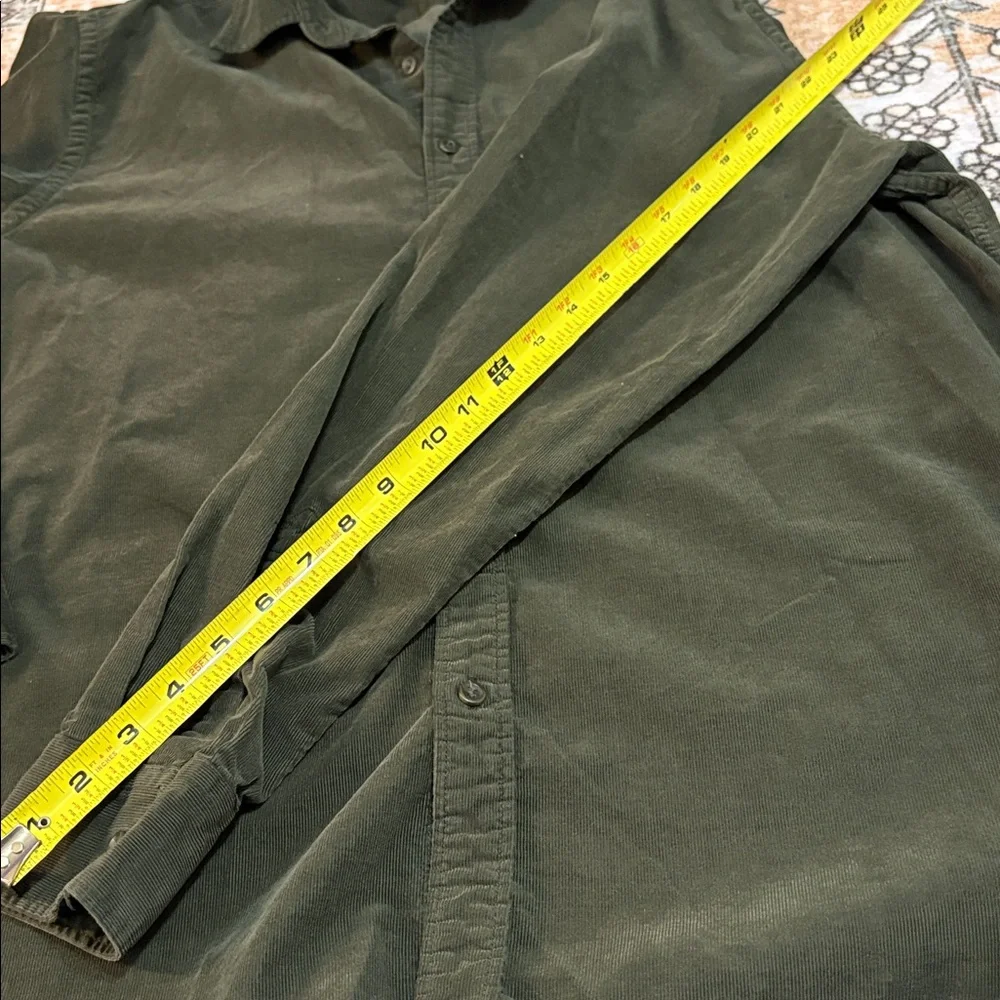 UNIQLO XL olive colored corduroy button down boxy shirt